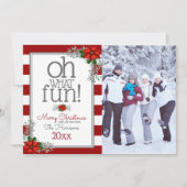 水色ポインセチアのクリスマスフォトグリーティング シーズンカード (正面)