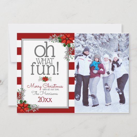 水色ポインセチアのクリスマスフォトグリーティング シーズンカード (正面)