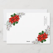 水色ポインセチアのクリスマスフォトグリーティング シーズンカード (裏面)