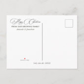 水色ポインセチアのクリスマス期待ベビー 案内ポストカード (裏面)