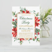 水色ポインセチアフローラ金ゴールドクリスマスパーティー 招待状 (スタンド正面)