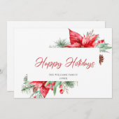 水色ポインセチア乳頭指クリスマスグリーティング シーズンカード (正面/裏面)