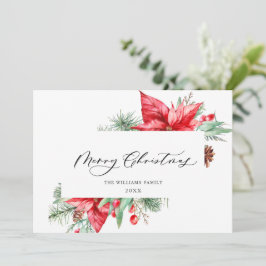 水色ポインセチア乳頭指クリスマスグリーティング シーズンカード