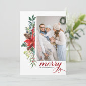 水色ポインセチア植物学メリークリスマス シーズンカード (スタンド正面)