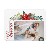 水色ポインセチア植物学メリークリスマス マグネット (横)