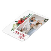 水色ポインセチア植物学メリークリスマス マグネット (左側)