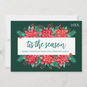 水色ポインセチア植物性フローラクリスマス シーズンカード (正面)