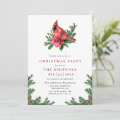 水色ポインセチア赤（鳥）ショウジョウコウカンチョウクリスマスパーティー 招待状 (スタンド正面)