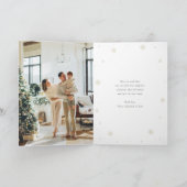 水色ポインセチア青い写真メリークリスマス シーズンカード (内部)