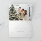 水色ポインセチア青い写真メリークリスマス シーズンカード (内部)