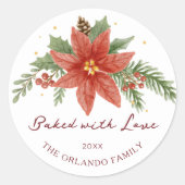 水色ポインセテ焼いたィアとラブベーキング ラウンドシール (正面)