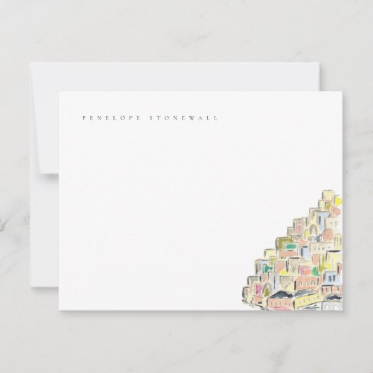 水色ポジターノイタリア個人ノートカード ノートカード (正面)