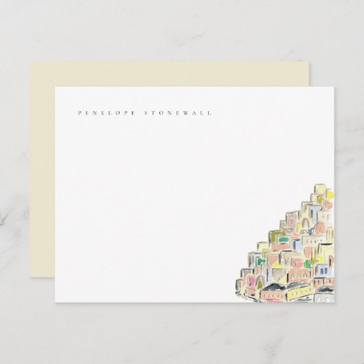 水色ポジターノイタリア個人ノートカード ノートカード (正面/裏面)