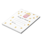 水色ポップコーン誕生日タイムカプセルメッセージ ノートパッド (回転)