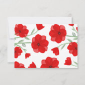 水色ポピーフローラQRコードウェディングRSVPカード 出欠カード (裏面)