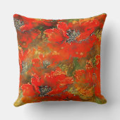 水色ポピー赤みがかったオレンジ クッション (裏面)