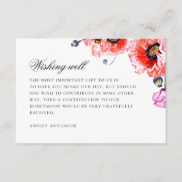 水色ポピー。赤結婚フローラの願い エンクロージャーカード