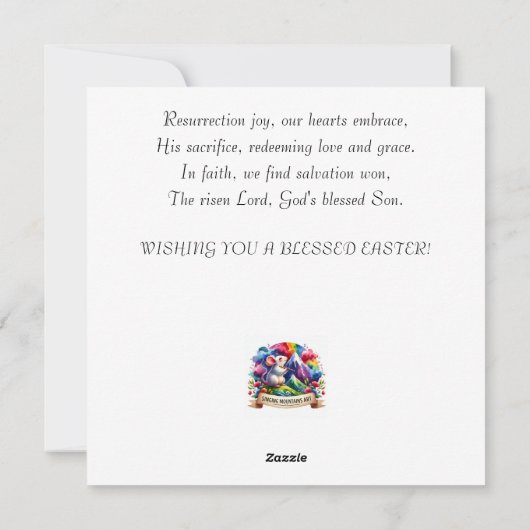 水色マウスと蝶の詩篇イースター シーズンカード (裏面)