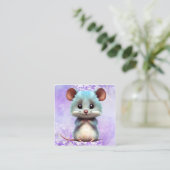 水色マウスグラフィック スクエア名刺 (スタンド正面)