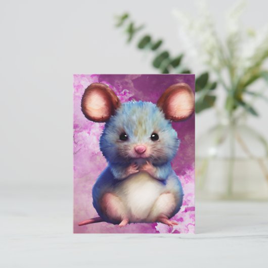 水色マウスグラフィック ポストカード (スタンド正面)