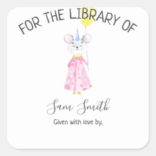 水色マウス – ライブラリ用 スクエアシール