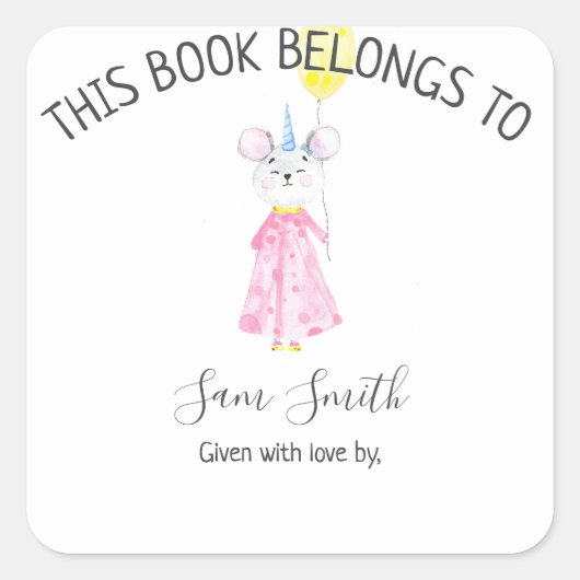 水色マウス – 蔵書票 (正面)