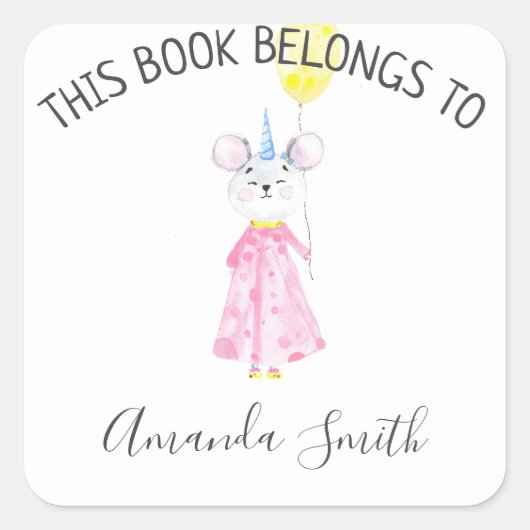 水色マウス – 蔵書票 (正面)