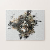 水色マウンテングレーウルフヘッドアニマル ジグソーパズル (横)