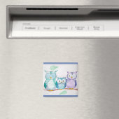水色マグネットフクロウ、かわいい家の装飾 マグネット (インサイチュ (食洗機))