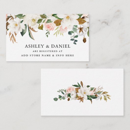 水色マグノリアスバラ結婚のレジストリ挿入 エンクロージャーカード (正面/裏面)