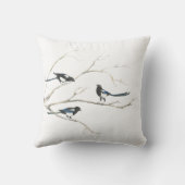 水色マグパイバードファミリー動物 クッション (裏面)