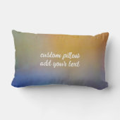 水色マスタードグラデーションイエローとブルーの追加文字 ランバークッション (裏面)