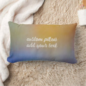 水色マスタードグラデーションイエローとブルーの追加文字 ランバークッション (ブランケット)