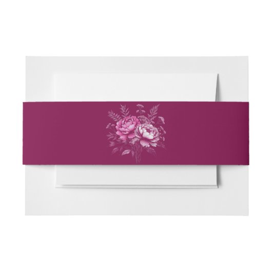 水色マゼンタピーニー結婚ズ –  招待状ベリーバンド (正面例)