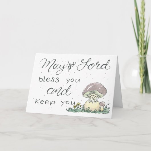 水色マッシュルームカード サンキューカード (正面)