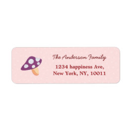 水色マッシュルームピンク差出人住所 ラベル