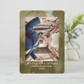 水色マルティーニオリーブエレガントクリスマスカード 招待状 (スタンド正面)