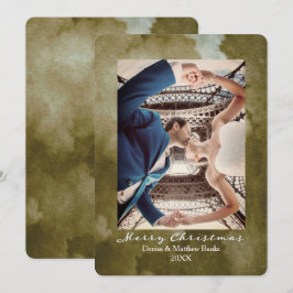 水色マルティーニオリーブエレガントクリスマスカード 招待状