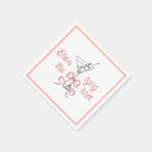 水色マルティーニピンク弓の結び目 スタンダードカクテルナプキン (角)