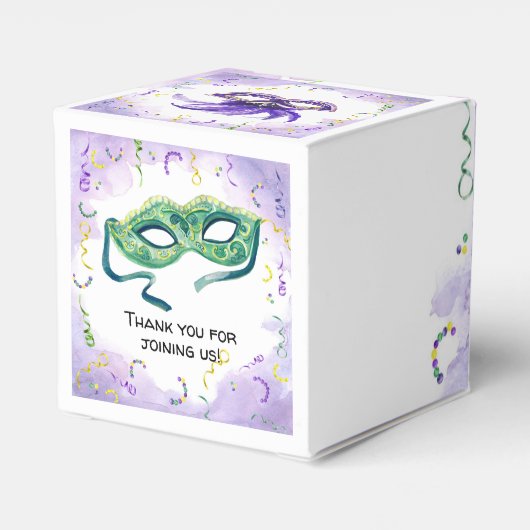 水色マルディグラスファット火曜日パーティー フェイバーボックス (裏面サイド)