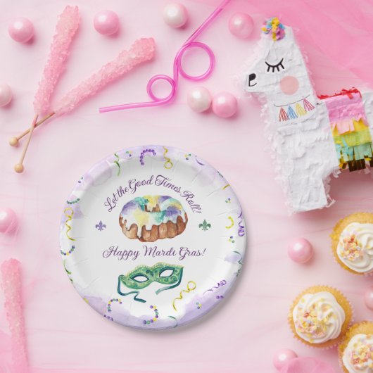 水色マルディグラスファット火曜日パーティー ペーパープレート (パーティー)
