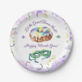 水色マルディグラスファット火曜日パーティー ペーパープレート (正面)