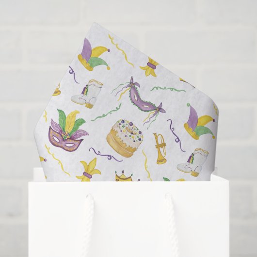 水色マルディグラスマスクキングケーキクラウン 薄葉紙 (ギフトバッグ)