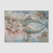 水色マーメイドシスターズのデコパージュ 薄葉紙 (正面)