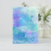 水色マーメイドテールパーティーテーブル番号カード 招待状 (スタンド正面)