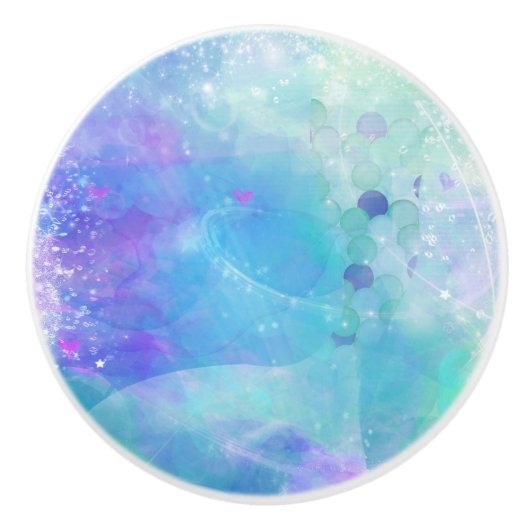 水色マーメイドテールファンタジー魅惑海 セラミックノブ (正面)