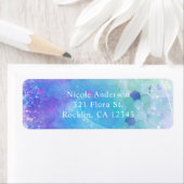 水色マーメイドテール誕生日パーティーの招待 ラベル (インサイチュ)