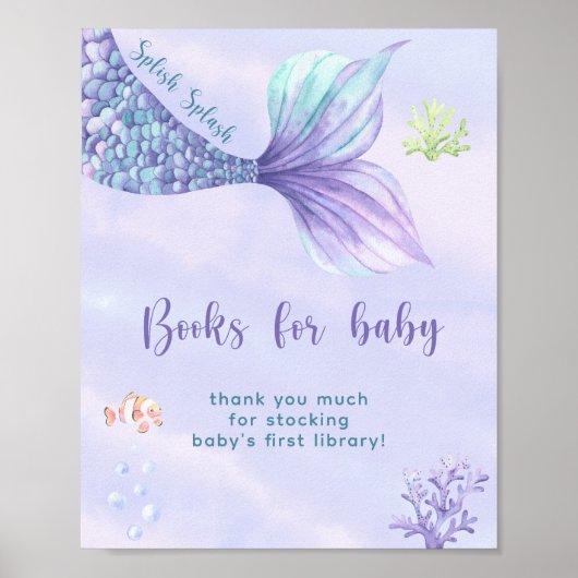 水色マーメイドテール – ベビー用の書籍 ポスター (正面)