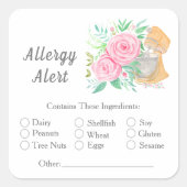 水色ミキサーとバラベーカリーアレルギー警告 スクエアシール (正面)