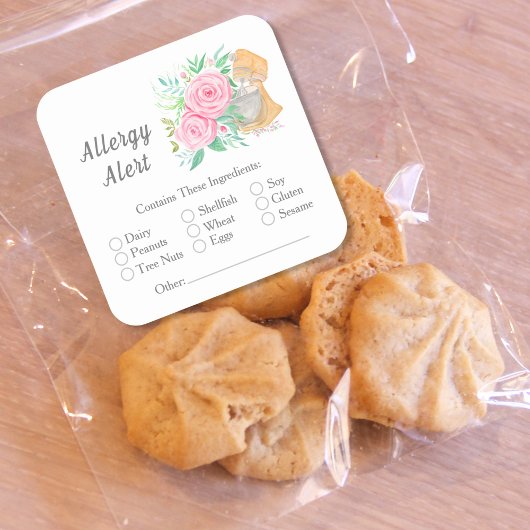 水色ミキサーとバラベーカリーアレルギー警告 スクエアシール